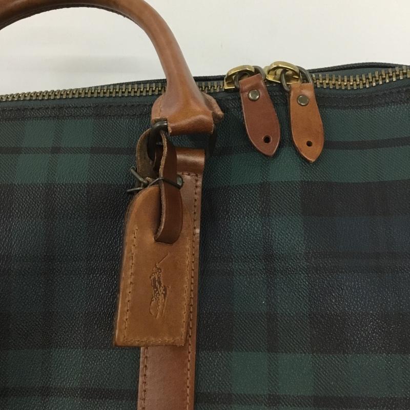 ポロラルフローレン POLO RALPH LAUREN ボストンバッグ ボストンバッグ チェック ロゴ、文字 緑 / グリーン / X 茶 / ブラウン /  メンズ USED 古着 中古 10140052