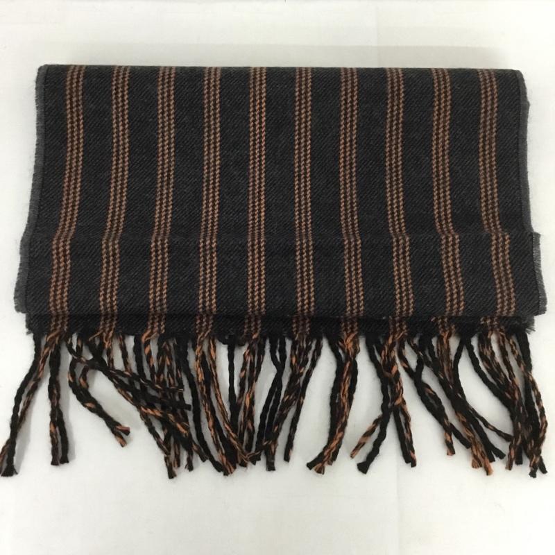 ビームス BEAMS マフラー マフラー フリンジ ストライプ 黒 / ブラック / X 橙 / オレンジ /  メンズ USED 古着 中古 10130580