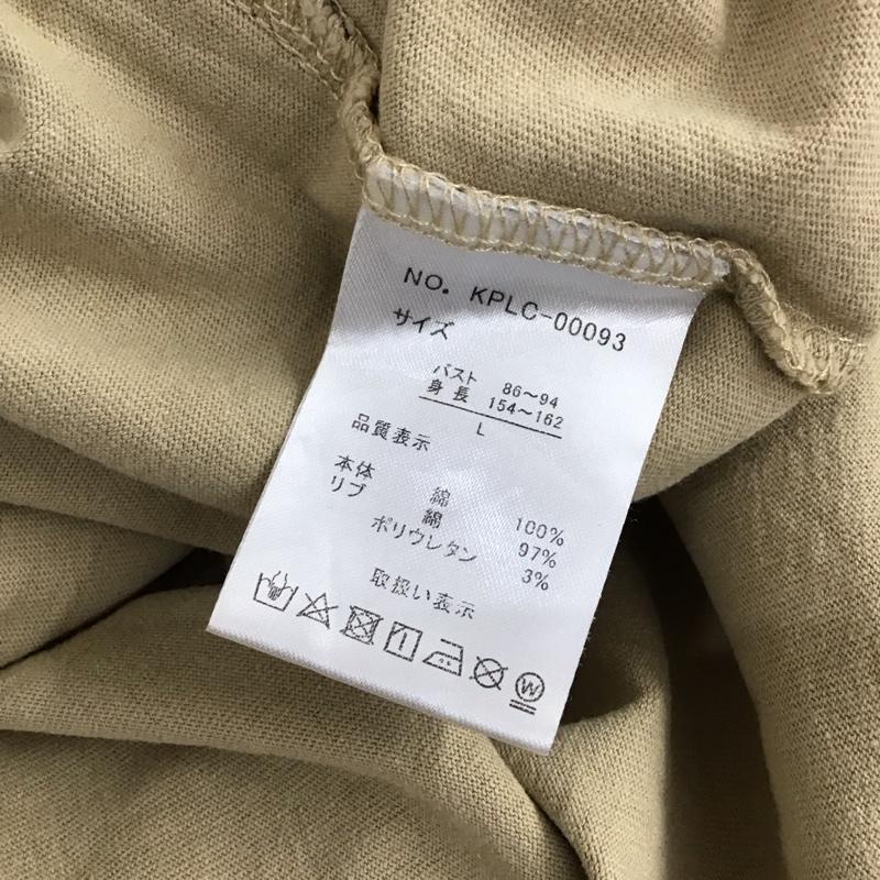 カンゴール KANGOL ワンピース ロングスカート KPLC-00093 フェイクレイヤードワンピース カットワンピース 半袖 サイドスリット L ロゴ、文字 ベージュ / ベージュ /  レディース USED 古着 中古 10119205