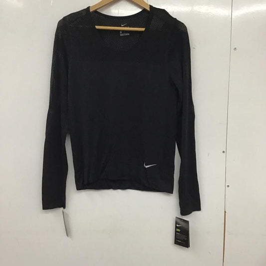 ナイキ NIKE Tシャツ 長袖 AT0783-010 DRI-FIT スポーツウェア メッシュ タグ付き M ワンポイント 黒 / ブラック /  レディース USED 古着 中古 10135602