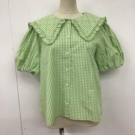ザラ ZARA シャツ、ブラウス 半袖 3537 683 131 ピーターパンカラーシャツ ショートパフスリーブ キルティング襟 タグ付き S チェック 薄緑 / ライトグリーン / X 白 / ホワイト /  レディース USED 古着 中古 10107976