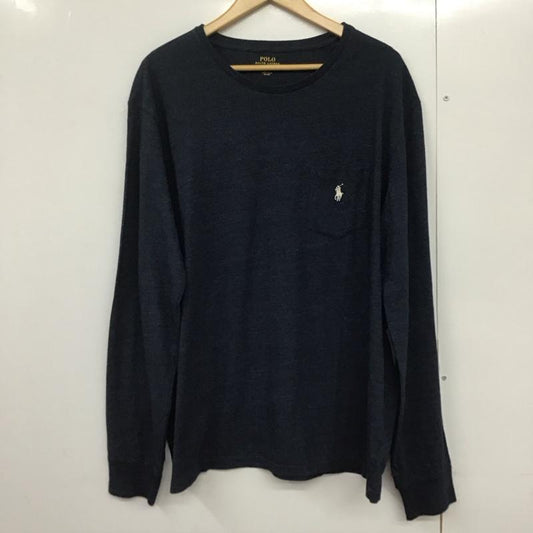 ポロラルフローレン POLO RALPH LAUREN Tシャツ 長袖 XL 無地 紺 / ネイビー /  メンズ USED 古着 中古 10143343