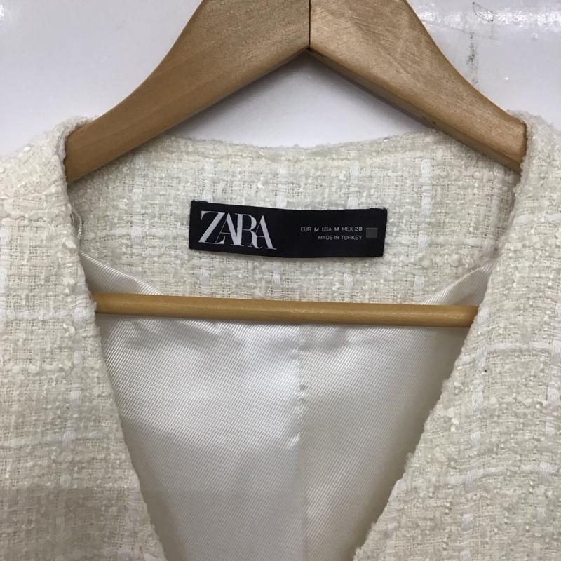 ザラ ZARA ベスト ベスト 2997 220 251 ロング丈 M チェック 白 / ホワイト /  レディース USED 古着 中古 10139115