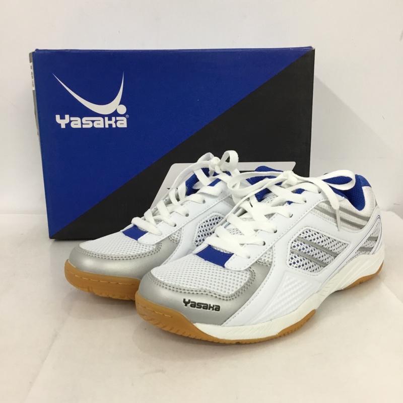 ヤサカ YASAKA スニーカー スニーカー E-200 ジェット インパクト 卓球シューズ 25cm 箱有 25.0cm ロゴ、文字 白 / ホワイト / X 青 / ブルー /  レディース USED 古着 中古 10147911