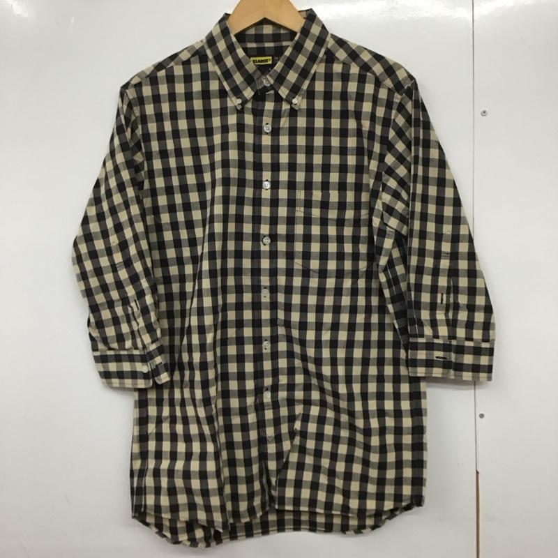 エクストララージ XLARGE シャツ、ブラウス 七分袖 七分丈シャツ ボタンダウンシャツ チェックシャツ L チェック 黒 / ブラック / X ベージュ / ベージュ /  メンズ USED 古着 中古 10133078