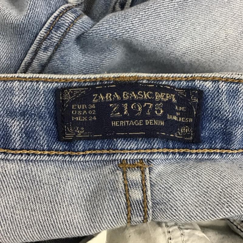 ザラ ZARA パンツ デニム、ジーンズ デニムパンツ スリムパンツ ストレッチパンツ ジーンズ ダメージ加工 34 無地 インディゴ / インディゴ /  レディース USED 古着 中古 10115192