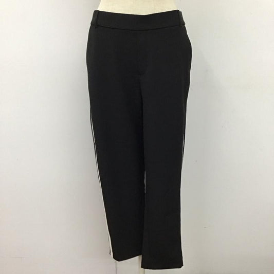ザラ ZARA ボトムス ボトムス 7385 056 800 サイドラインパンツ イージーパンツ M 無地 黒 / ブラック / X 白 / ホワイト /  レディース USED 古着 中古 10115902