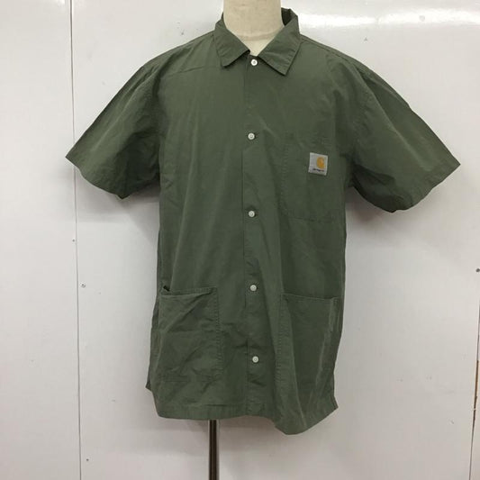 カーハート Carhartt シャツ、ブラウス 半袖 半袖シャツ カラーシャツ 半袖カットソー 無地シャツ XL ロゴ、文字 カーキ / カーキ /  メンズ USED 古着 中古 10112754