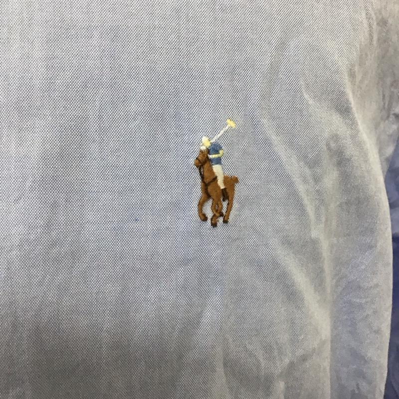 ラルフローレン RALPHLAUREN シャツ、ブラウス 長袖 長袖シャツ カラーシャツ ボタンダウンシャツ 長袖カットソー ロゴ、文字 水色 / ライトブルー /  メンズ USED 古着 中古 10115135