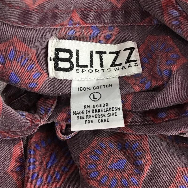 古着 USED シャツ、ブラウス 長袖 BLITZZ sports wear コットン 胸ポケット L 総柄 紫 / パープル /  メンズ USED 古着 中古 10107658