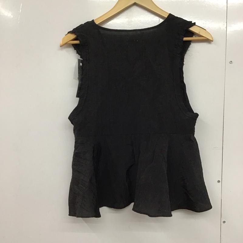 ジーナシス JEANASIS シャツ、ブラウス 半袖 ワッシャー サテン タグ付 FREE 無地 黒 / ブラック /  レディース USED 古着 中古 10144548