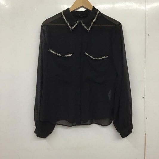 ザラ ZARA シャツ、ブラウス 長袖 長袖シャツ 無地シャツ カラーシャツ シースルーシャツ M 無地 黒 / ブラック /  レディース USED 古着 中古 10136060