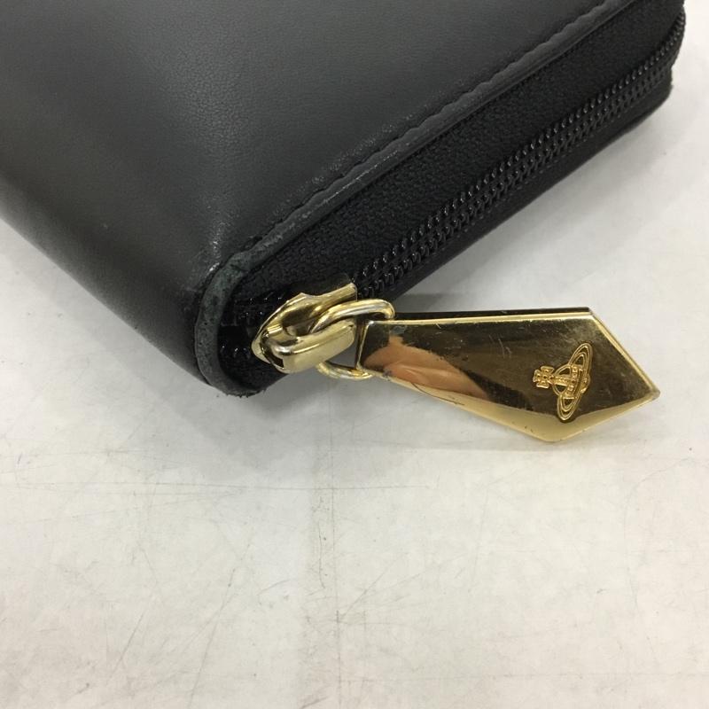 ヴィヴィアンウエストウッド Vivienne Westwood 財布 長財布 ラウンドファスナー 箱有 オーブ ワンポイント 黒 / ブラック /  レディース USED 古着 中古 10144927