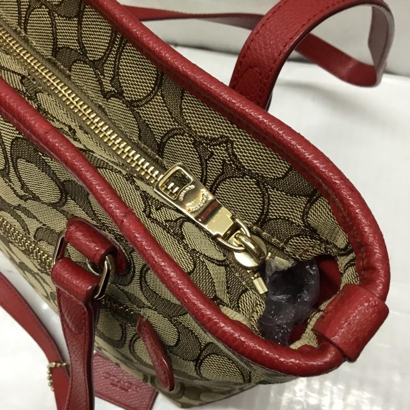 コーチ COACH トートバッグ トートバッグ F55364 シグネチャー ロゴ、文字 赤 / レッド / X ベージュ / ベージュ /  レディース USED 古着 中古 10119192
