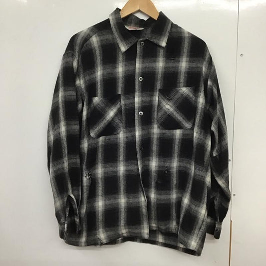 ダンリバー Dan River シャツ、ブラウス 長袖 長袖シャツ チェックシャツ カラーシャツ M チェック X ダメージ加工 白 / ホワイト / X 黒 / ブラック /  メンズ USED 古着 中古 10133072