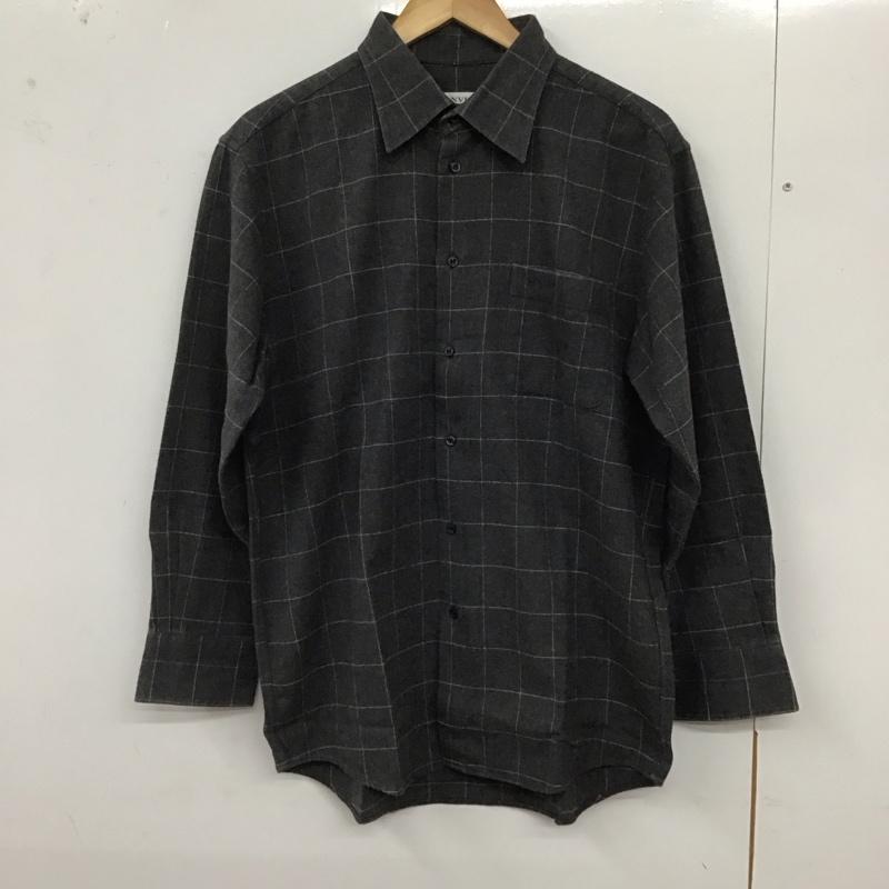 ランバン LANVIN シャツ、ブラウス 長袖 長袖シャツ チェックシャツ カラーシャツ L チェック 灰 / グレー /  メンズ USED 古着 中古 10128650