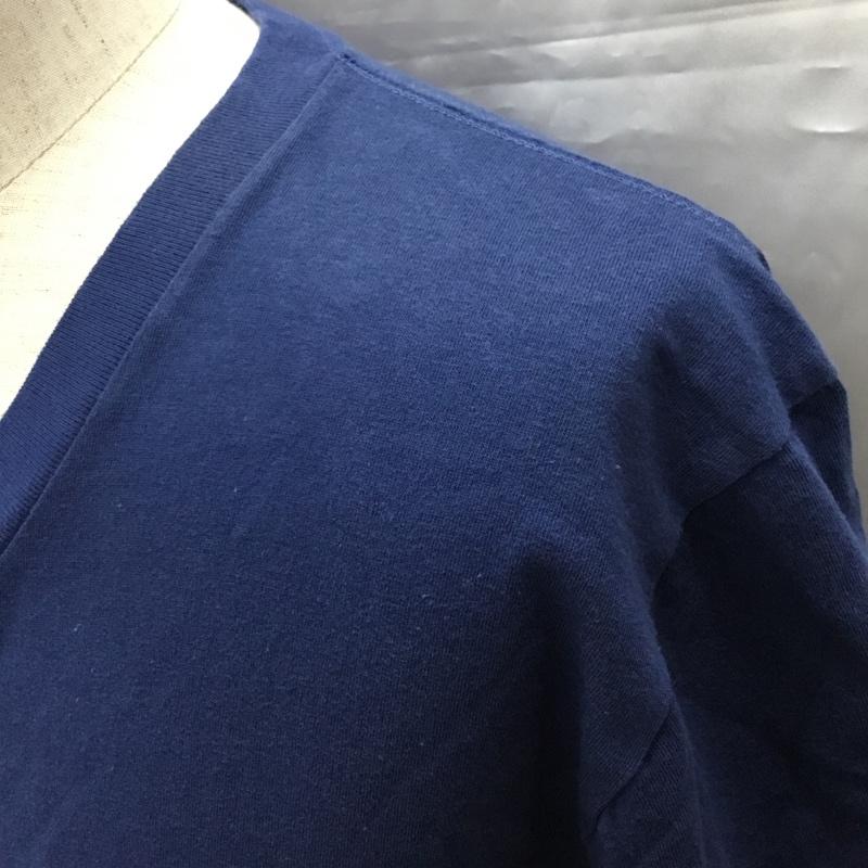 キャッツポウ CAT S PAW Tシャツ 半袖 半袖カットソー プリントTシャツ クルーネックカットソー L 無地 紺 / ネイビー /  メンズ USED 古着 中古 10114605