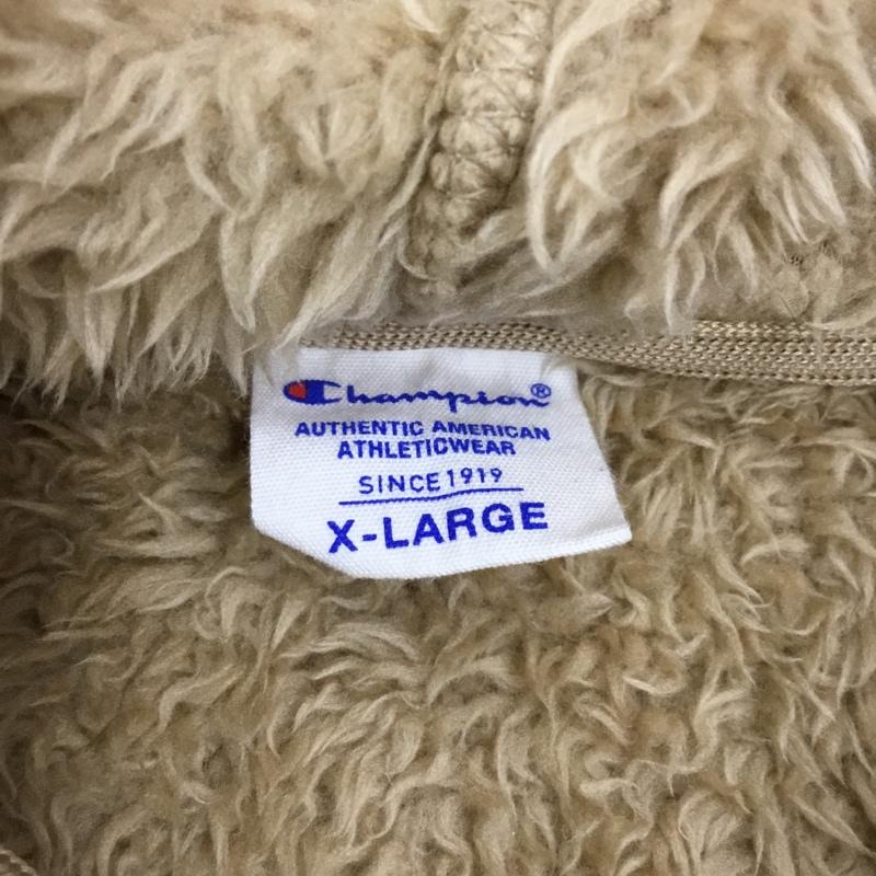 チャンピオン Champion パーカー 長袖 c8-q609r シェルパーカー ジップアップパーカー ボアジャケット XL ロゴ、文字 茶 / ブラウン /  メンズ USED 古着 中古 10111936