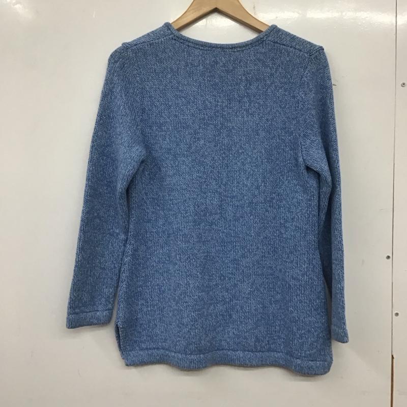 エルエルビーン L.L.Bean ニット、セーター 長袖 276141 キーネック M 無地 青 / ブルー /  レディース USED 古着 中古 10138946