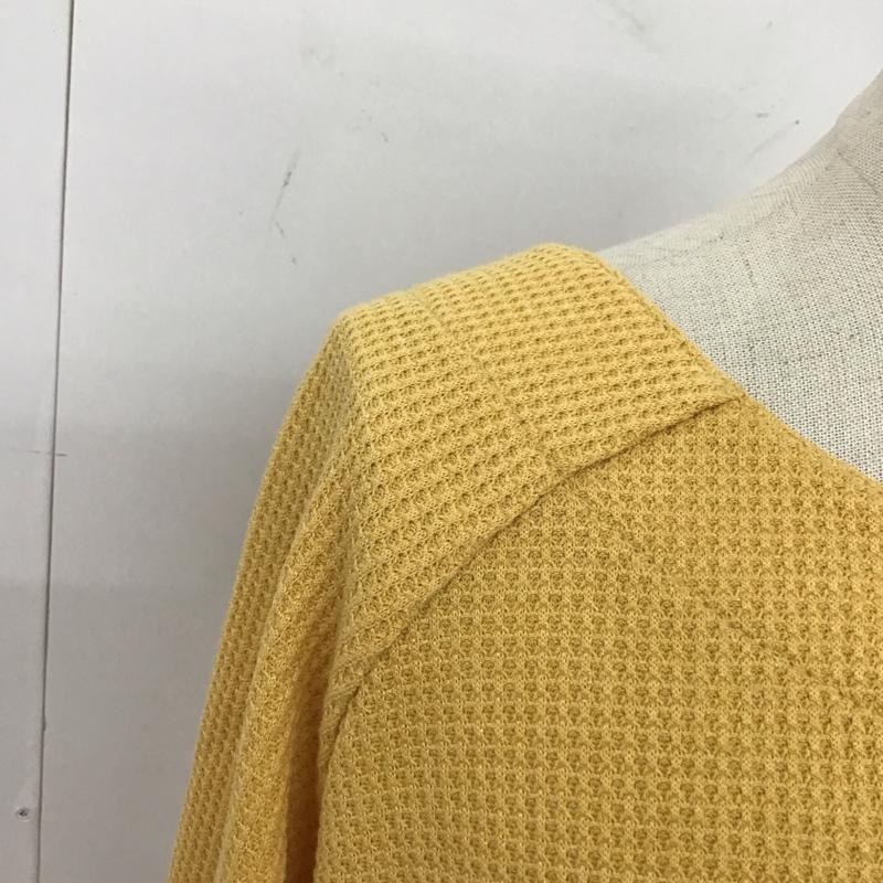メルロー merlot ワンピース ロングスカート ワッフル サーマル 長袖 前開き 無地 黄 / イエロー /  レディース USED 古着 中古 10114970