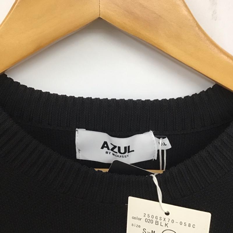 アズールバイマウジー AZUL BY MOUSSY ニット、セーター 長袖 250GSX70-058C AJUGA MICKEY ディズニー タグ付き クルーネック M ロゴ、文字 黒 / ブラック /  レディース USED 古着 中古 10138870