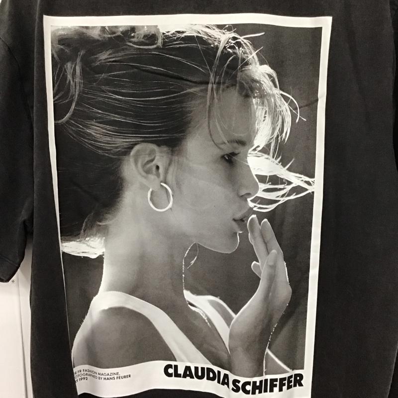 ザラ ZARA Tシャツ 半袖 4644 482 807 CLAUDIA SCHIFFER クルーネック タグ付き M ロゴ、文字 チャコールグレー / チャコールグレー /  メンズ USED 古着 中古 10129118