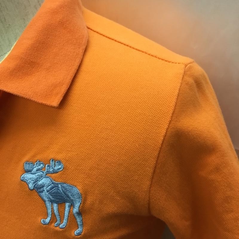 アバクロンビーアンドフィッチ ABERCROMBIE&FITCH ポロシャツ 半袖 半袖ポロシャツ カラーシャツ 半袖カットソー S ロゴ、文字 橙 / オレンジ /  メンズ USED 古着 中古 10115826