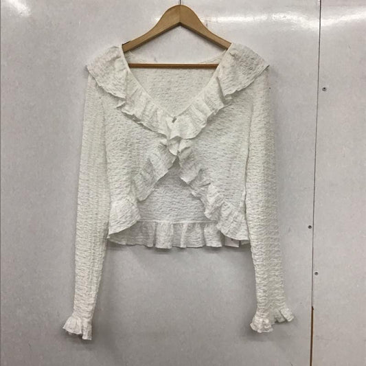 アルシーヴ archives カーディガン 長袖 長袖カーディガン 前開き フリルカラー M 無地 白 / ホワイト /  レディース USED 古着 中古 10136739