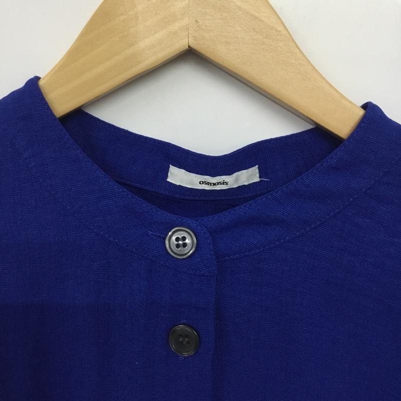 オズモーシス OSMOSIS シャツ、ブラウス 半袖 597006-718B ワイドビッグブラウス ONE SIZE 無地 青 / ブルー /  レディース USED 古着 中古 10144638