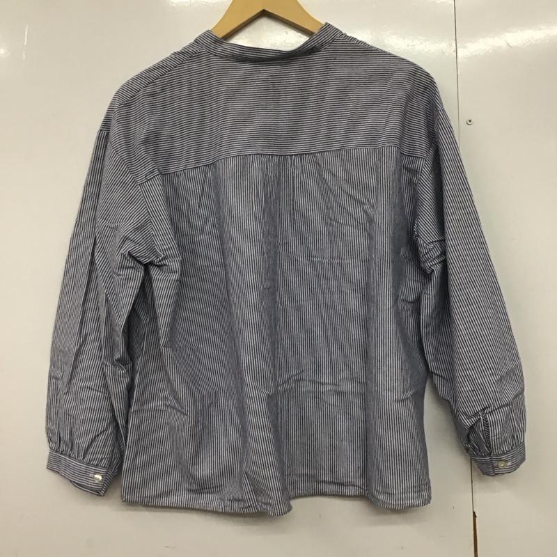 サマンサモスモス Samansa Mos2 シャツ、ブラウス 長袖 1710736 バンドカラー FREE ストライプ 白 / ホワイト / X 紺 / ネイビー /  レディース USED 古着 中古 10144107