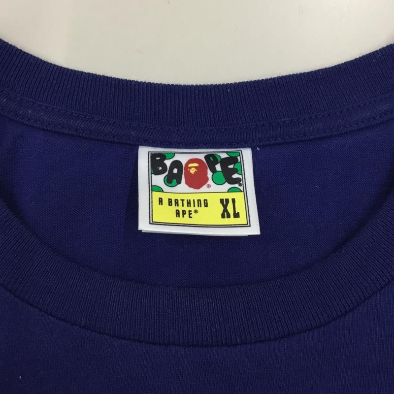 アベイシングエイプ A BATHING APE Tシャツ 半袖 JAPANESE WIND CHIMES COLLEGE TEE 風鈴 XL プリント 紺 / ネイビー /  メンズ USED 古着 中古 10117076