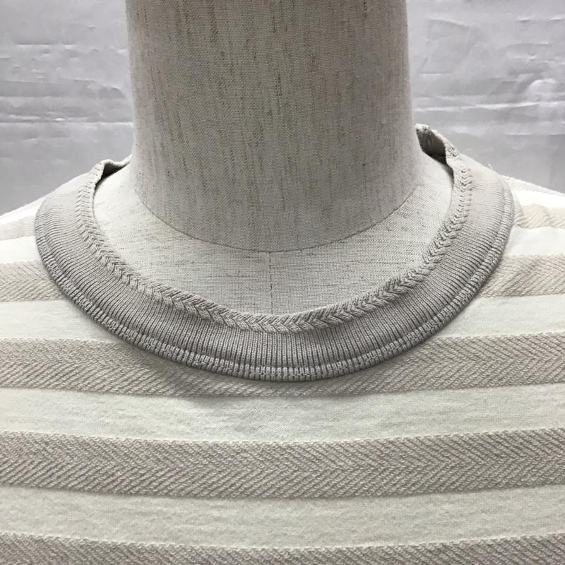 ナノユニバース nano・universe Tシャツ 半袖 半袖カットソー プリントTシャツ クルーネックカットソー L ボーダー柄 ベージュ / ベージュ /  メンズ USED 古着 中古 10116173