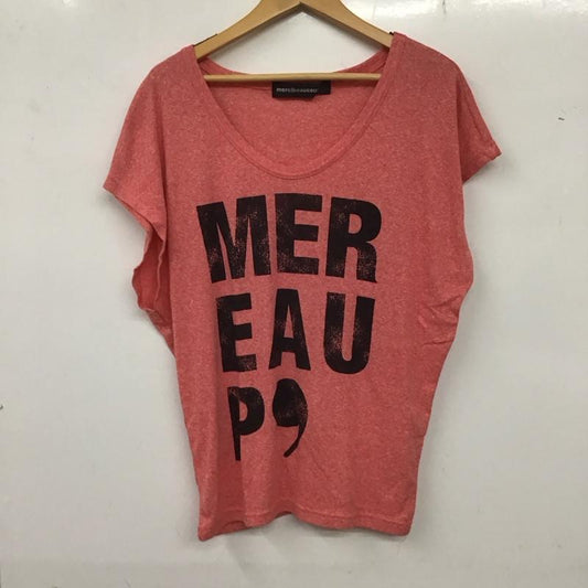 メルシーボークー mercibeaucoup, Tシャツ 半袖 プリントTシャツ クルーネックカットソー ノースリーブカットソー 1 ロゴ、文字 赤 / レッド /  レディース USED 古着 中古 10136268