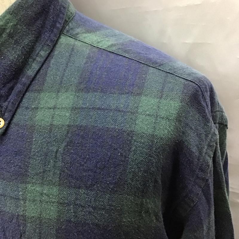 ブルックスブラザーズ BROOKS BROTHERS シャツ、ブラウス 長袖 ボタンダウン コットン M チェック 紺 / ネイビー / X カーキ / カーキ /  メンズ USED 古着 中古 10118384