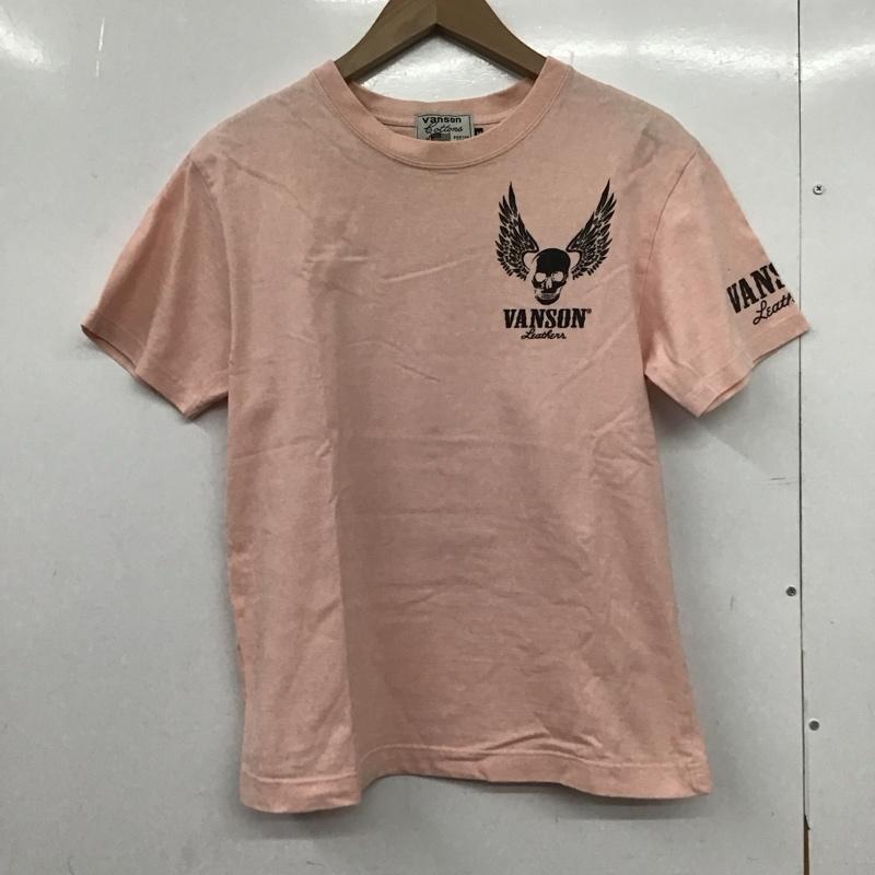 ヴァンソン VANSON Tシャツ 半袖 半袖カットソー プリントTシャツ クルーネックカットソー M プリント 桃 / ピンク /  メンズ USED 古着 中古 10150383
