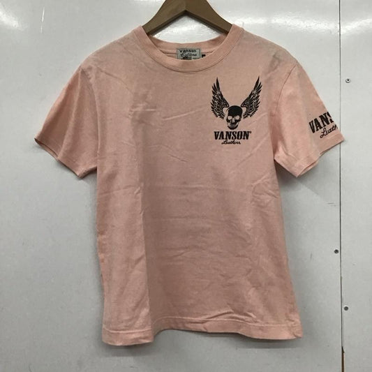 ヴァンソン VANSON Tシャツ 半袖 半袖カットソー プリントTシャツ クルーネックカットソー M プリント 桃 / ピンク /  メンズ USED 古着 中古 10150383