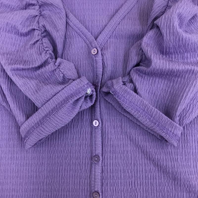 ダブルクローゼット w closet カーディガン 半袖 FREE 無地 紫 / パープル /  レディース USED 古着 中古 10141838