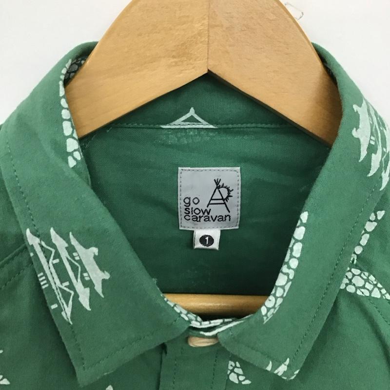 ゴースローキャラバン go slow caravan シャツ、ブラウス 長袖 長袖シャツ プリントシャツ カラーシャツ 1 プリント 緑 / グリーン /  メンズ USED 古着 中古 10147541