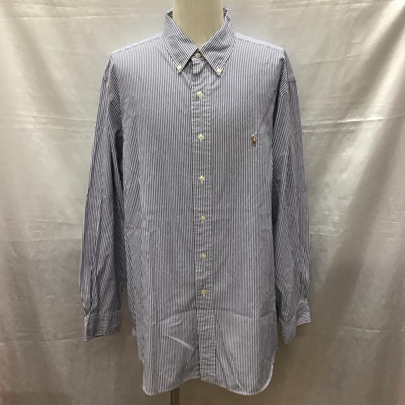 ラルフローレン RALPHLAUREN シャツ、ブラウス 長袖 長袖シャツ カラーシャツ ポケットシャツ 長袖カットソー ストライプシャツ ストライプ 白 / ホワイト / X 青 / ブルー /  メンズ USED 古着 中古 10118544