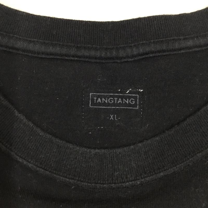 タンタン TANG TANG Tシャツ 半袖 半袖カットソー プリントTシャツ クルーネックカットソー XL ロゴ、文字 黒 / ブラック /  メンズ USED 古着 中古 10116237