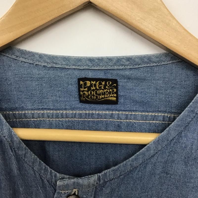 ピッグアンドルースター PIG&ROOSTER シャツ、ブラウス 長袖 長袖シャツ 無地シャツ ノーカラーシャツ デニムシャツ 40 無地 インディゴ / インディゴ /  メンズ USED 古着 中古 10132184