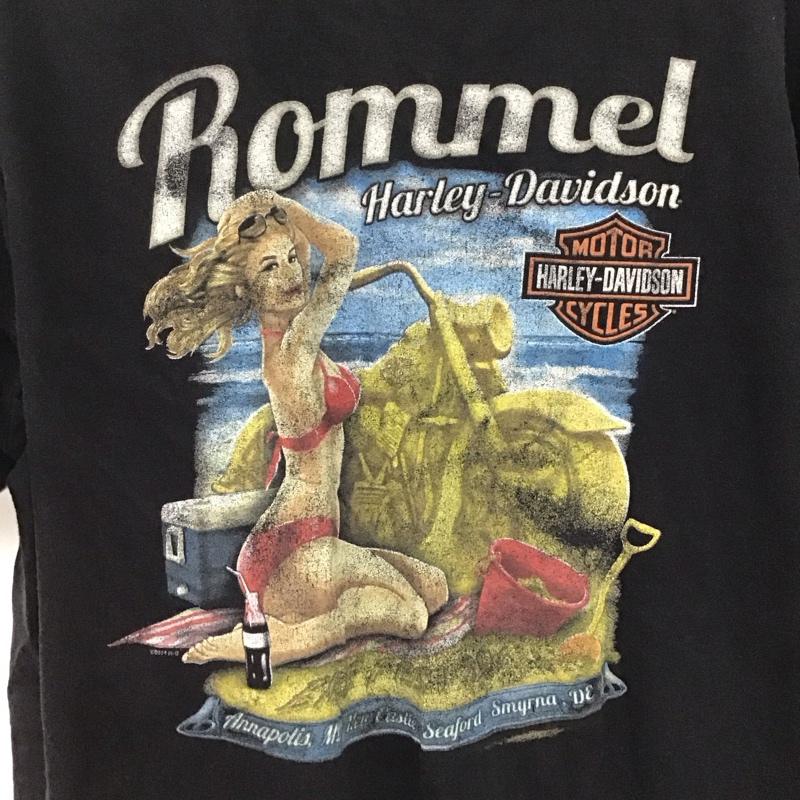 ハーレーダビッドソン Harley-Davidson Tシャツ 半袖 半袖カットソー プリントTシャツ クルーネックカットソー 古着 XL ロゴ、文字 黒 / ブラック /  メンズ USED 古着 中古 10140966