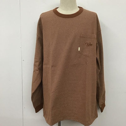 ケボズ KEBOZ カットソー 長袖 kbzfw22ls032 長袖Tシャツ ボーダーカットソー クルーネックカットソー XL ボーダー柄 X ロゴ、文字 茶 / ブラウン /  メンズ USED 古着 中古 10106748