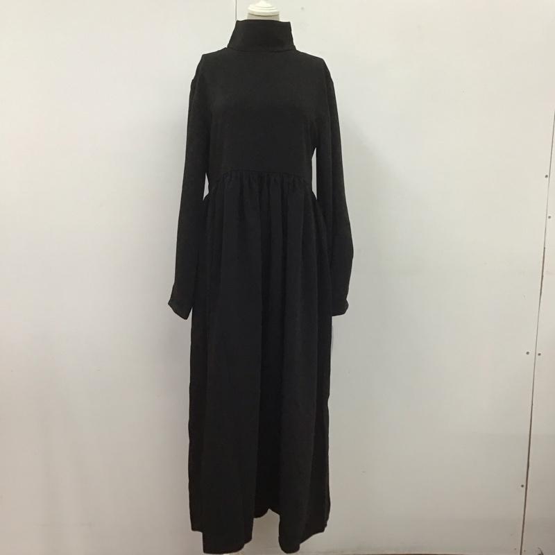 ジーナシス JEANASIS ワンピース ロングスカート JS071260AK スタンドネックワンピース タグ付き FREE 無地 黒 / ブラック /  レディース USED 古着 中古 10107177