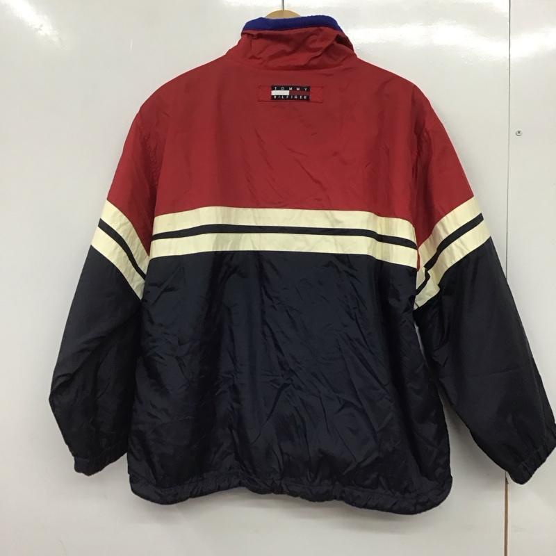 トミーヒルフィガー TOMMY HILFIGER ジャケット、上着 ジャンパー、ブルゾン ジップアップジャケット アウター 古着 L ロゴ、文字 赤 / レッド / X 紺 / ネイビー /  メンズ USED 古着 中古 10144793