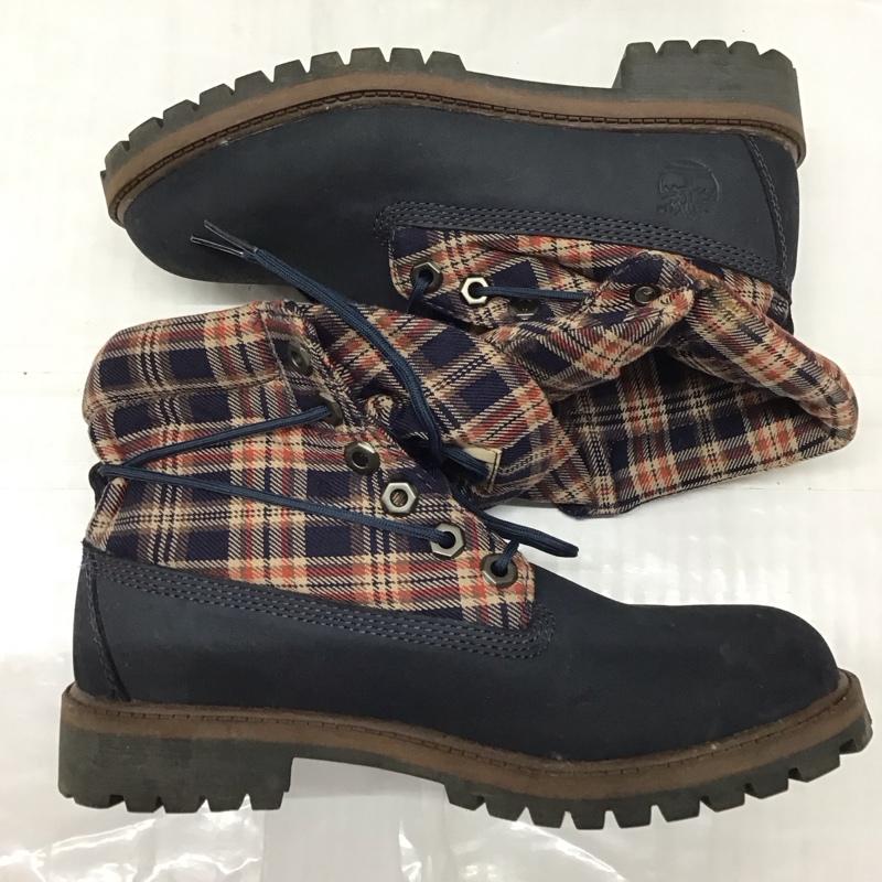 ティンバーランド Timberland ブーツ ショートブーツ 36987M 2WAYブーツ 23cm 23.0cm チェック 紺 / ネイビー /  レディース USED 古着 中古 10118138