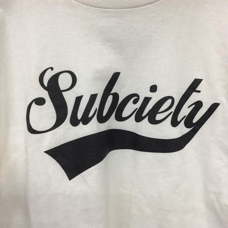 サブサエティ Subciety Tシャツ 半袖 半袖カットソー プリントTシャツ クルーネックカットソー XL ロゴ、文字 白 / ホワイト /  メンズ USED 古着 中古 10142889