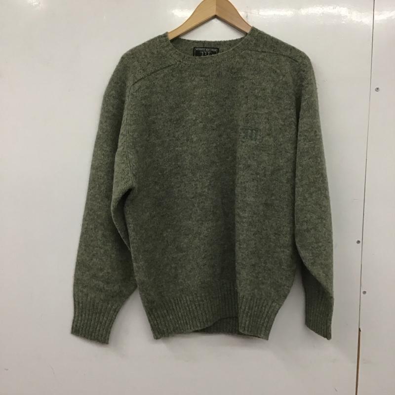 リーガル REGAL ニット、セーター 長袖 長袖ニットカットソー クルーネック セーター M ロゴ、文字 カーキ / カーキ /  メンズ USED 古着 中古 10139813