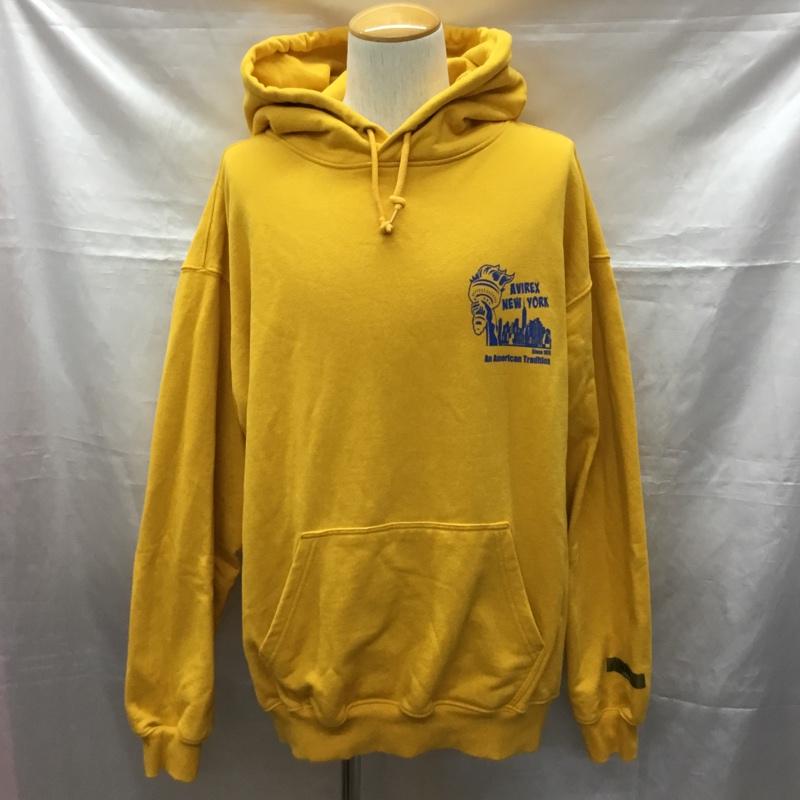 アヴィレックス AVIREX パーカー 長袖 783-3131014 WEB&DEPOT限定 RECORDDESIGNSWEATPULLOVERPARKA XL プリント 黄 / イエロー /  メンズ USED 古着 中古 10116246