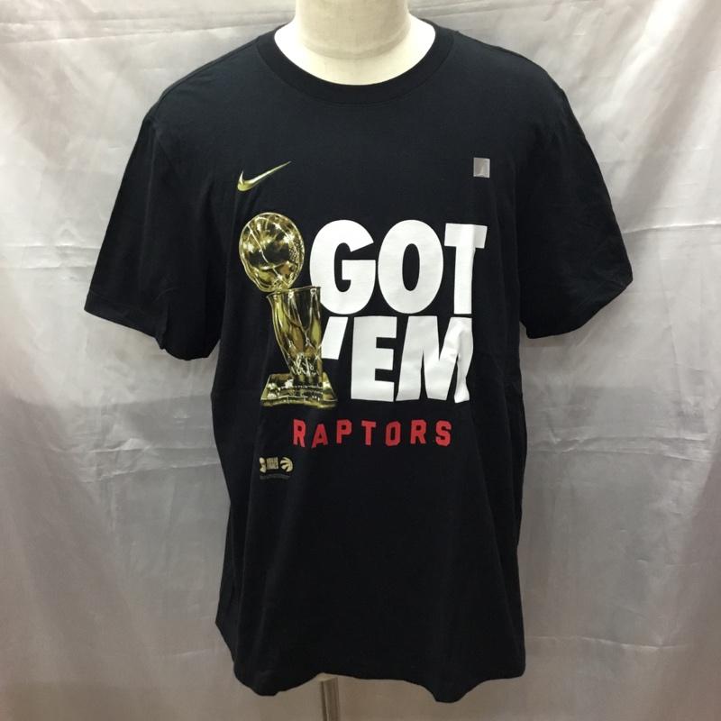 ナイキ NIKE Tシャツ 半袖 半袖カットソー プリントTシャツ クルーネックカットソー L ロゴ、文字 黒 / ブラック /  メンズ USED 古着 中古 10111940